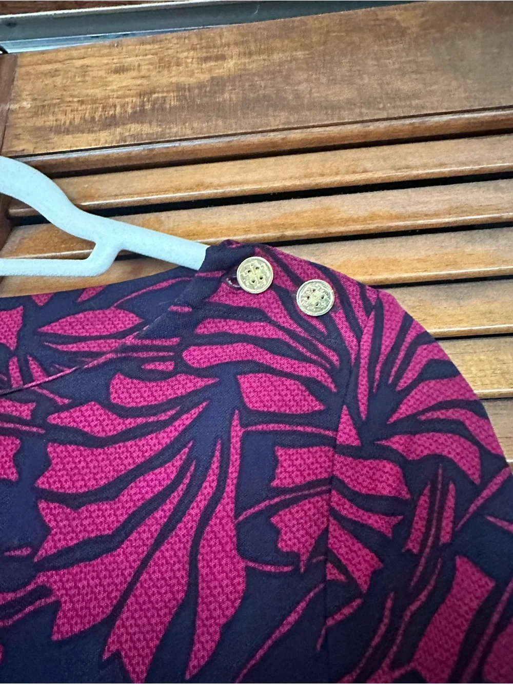 Tory Burch Etta Blouson Midi Dress in Berry and Navy Floral size medium